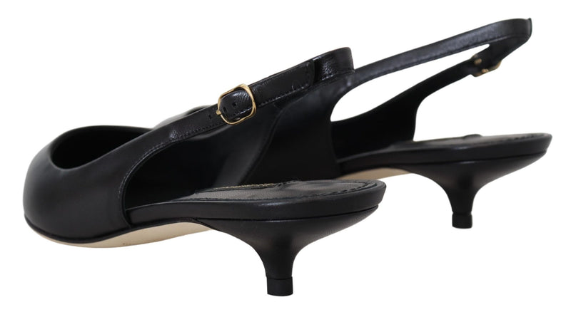 Elegant Black Leather Slingback Pumps Dolce & Gabbana