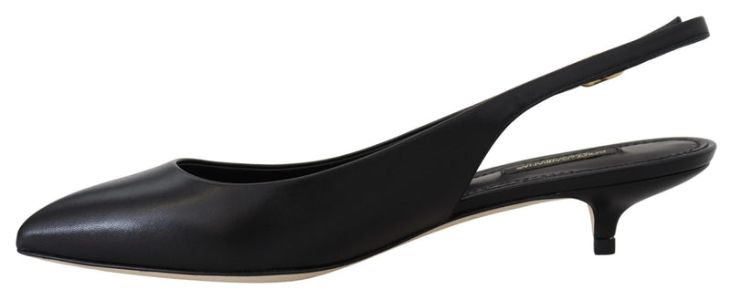 Elegant Black Leather Slingback Pumps Dolce & Gabbana