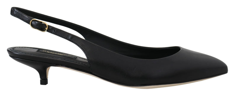 Elegant Black Leather Slingback Pumps Dolce & Gabbana