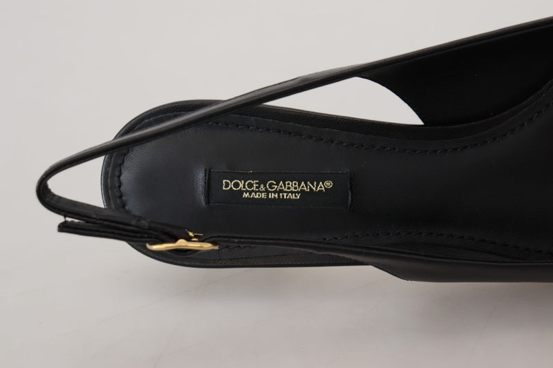 Elegant Black Leather Slingback Pumps Dolce & Gabbana