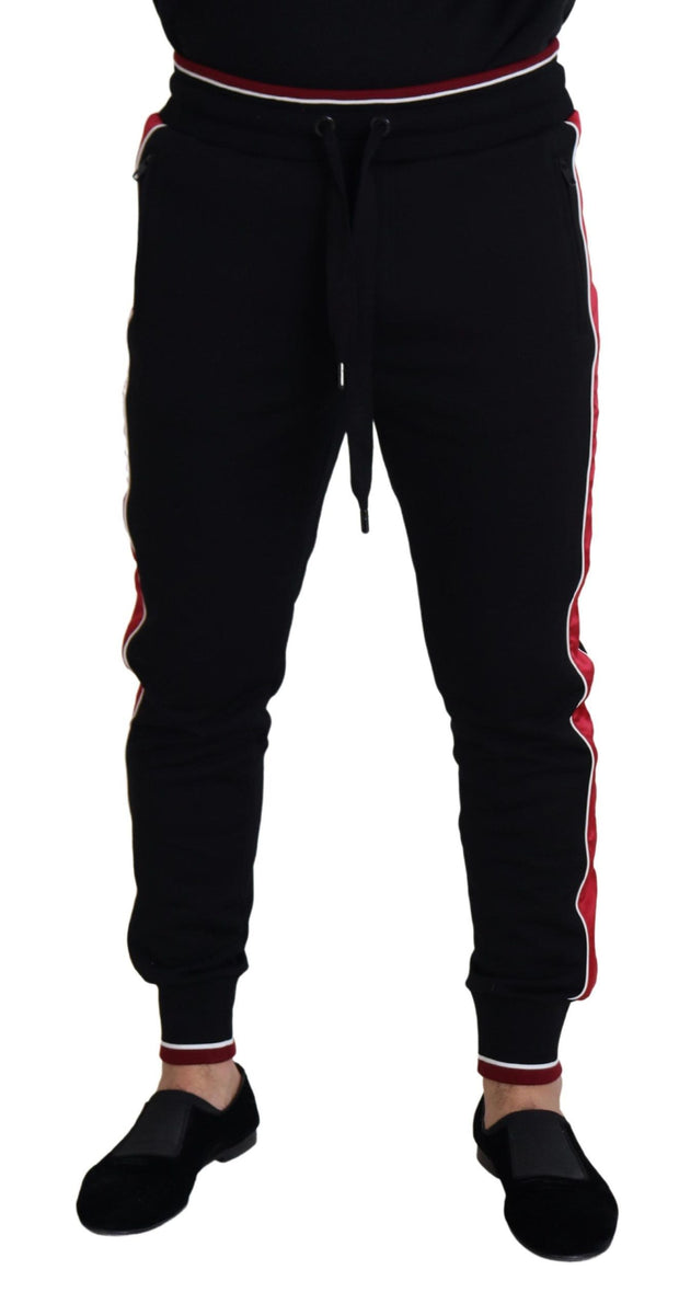 Elegant Black Jogging Sweatpants with Red Detail Dolce & Gabbana