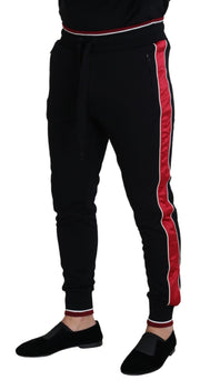 Elegant Black Jogging Sweatpants with Red Detail Dolce & Gabbana