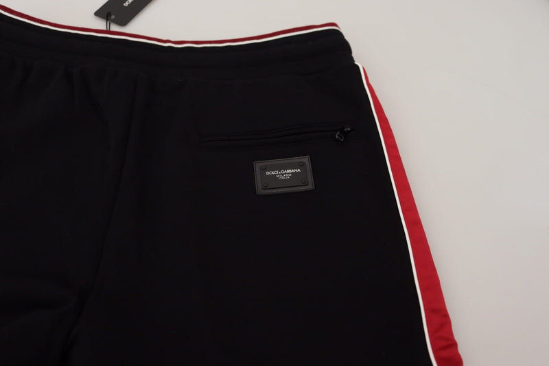 Elegant Black Jogging Sweatpants with Red Detail Dolce & Gabbana