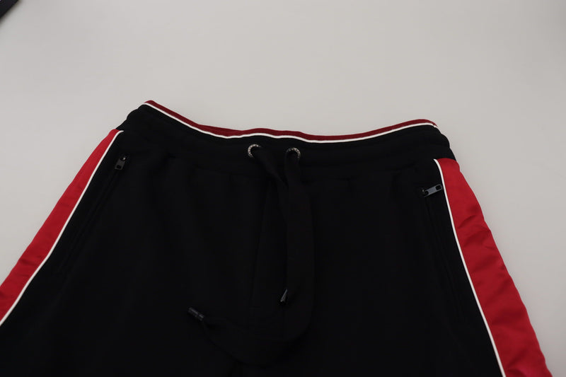 Elegant Black Jogging Sweatpants with Red Detail Dolce & Gabbana