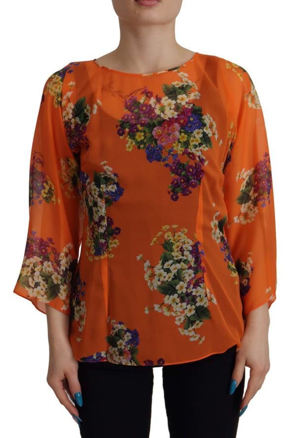 Elegant Floral Silk Blouse with Back Zipper Dolce & Gabbana