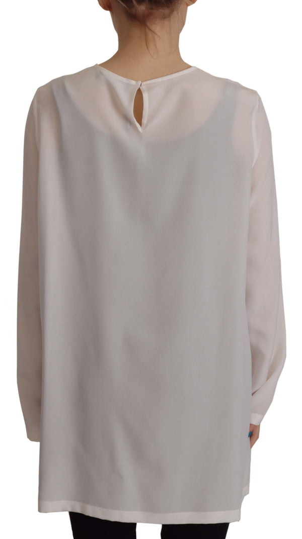 Elegant Silk Top with Logo Embroidery Dolce & Gabbana