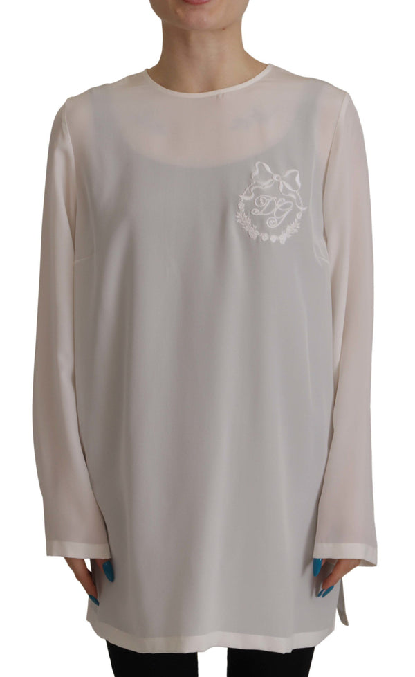 Elegant Silk Top with Logo Embroidery Dolce & Gabbana