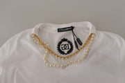 Stunning V-Neckline Logo Embellished Tee Dolce & Gabbana