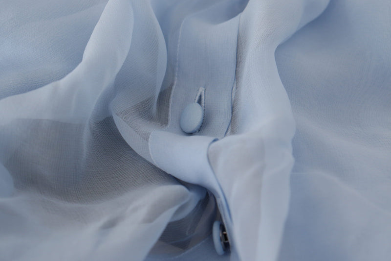 Elegant Silk Ascot Collar Blouse in Light Blue Dolce & Gabbana