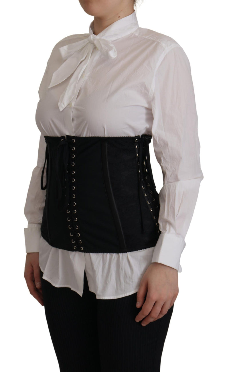 Elegant Black Corset Waist Strap Top Dolce & Gabbana