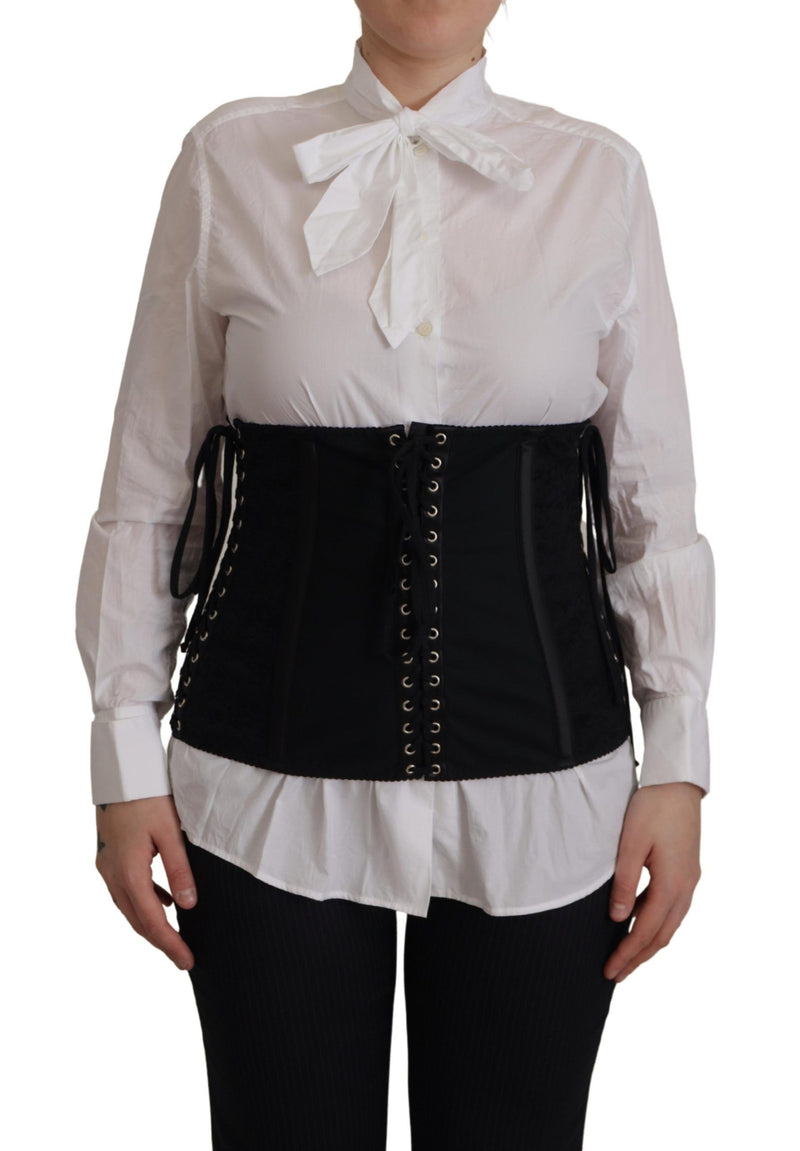 Elegant Black Corset Waist Strap Top Dolce & Gabbana