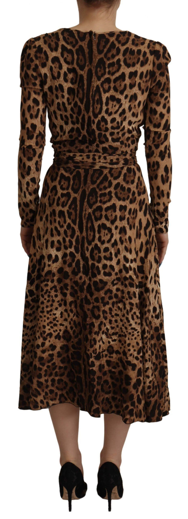 Elegant V-Neck A-Line Maxi Dress in Brown Dolce & Gabbana
