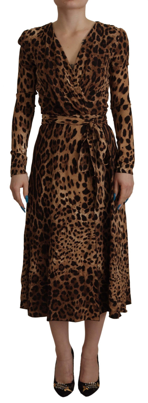 Elegant V-Neck A-Line Maxi Dress in Brown Dolce & Gabbana