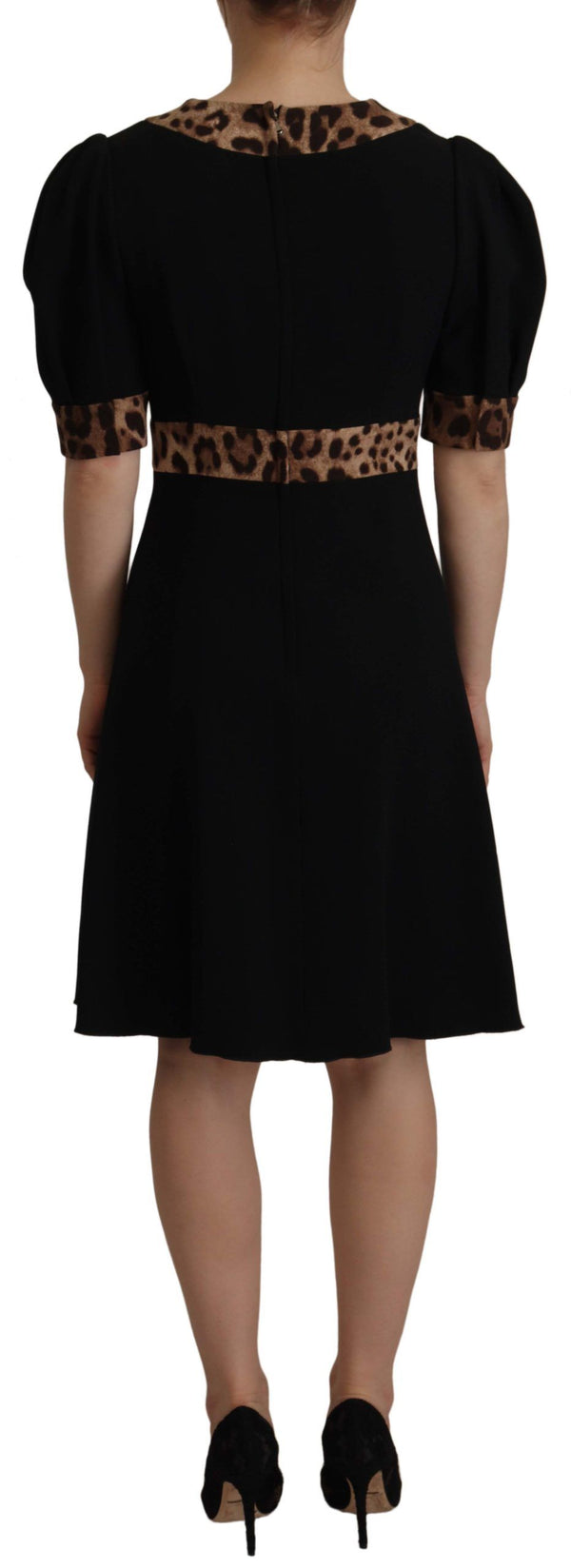 Elegant Black V-Neck A-Line Dress Dolce & Gabbana