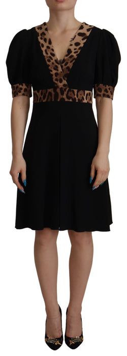 Elegant Black V-Neck A-Line Dress Dolce & Gabbana