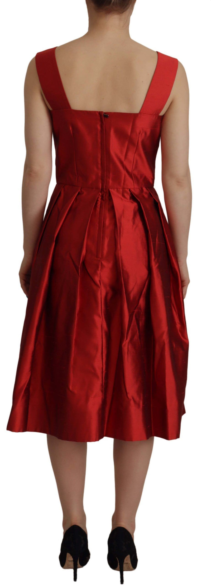 Radiant Red Silk A-Line Midi Dress Dolce & Gabbana