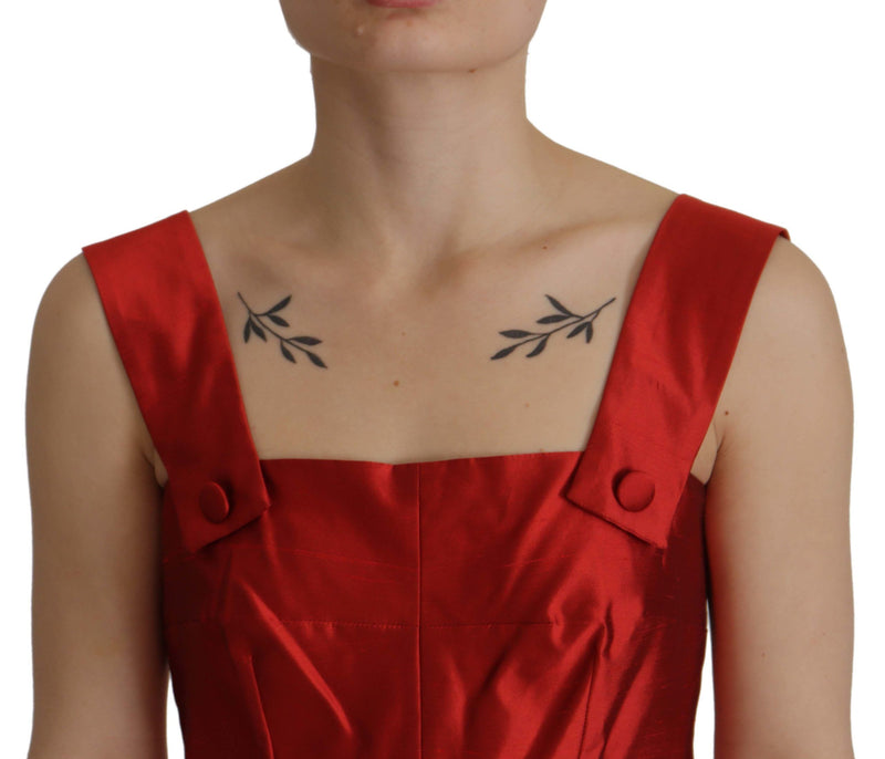 Radiant Red Silk A-Line Midi Dress Dolce & Gabbana