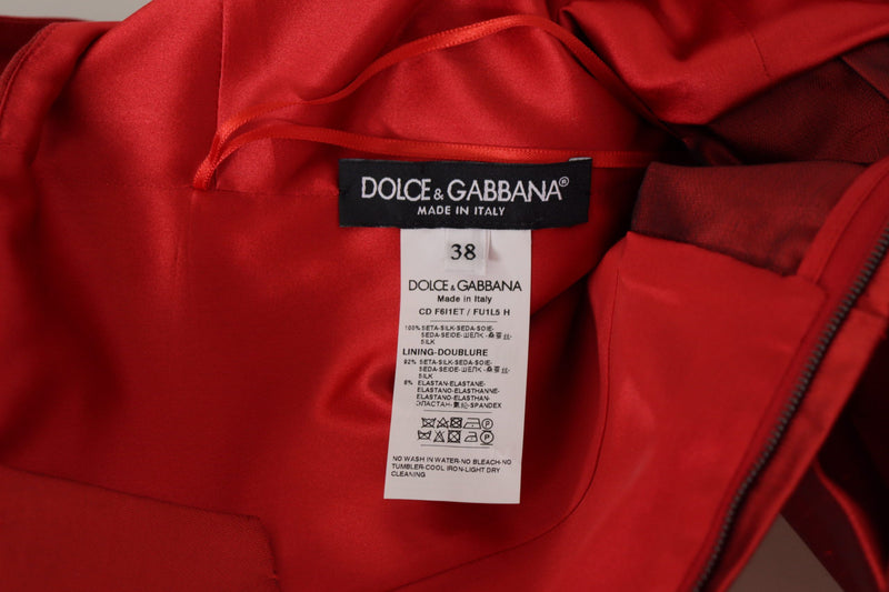 Radiant Red Silk A-Line Midi Dress Dolce & Gabbana