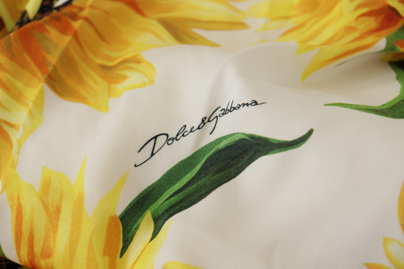 Elegant White Floral Print Midi Dress Dolce & Gabbana