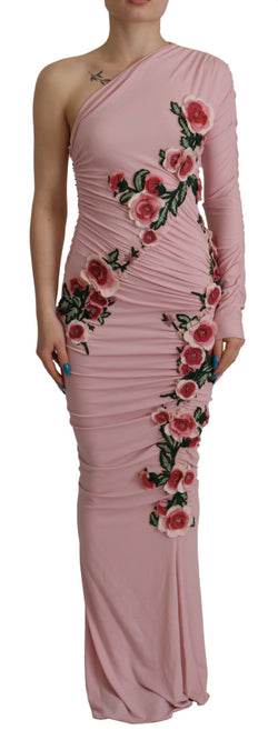 Elegant Pink One Shoulder Bodycon Dress Dolce & Gabbana