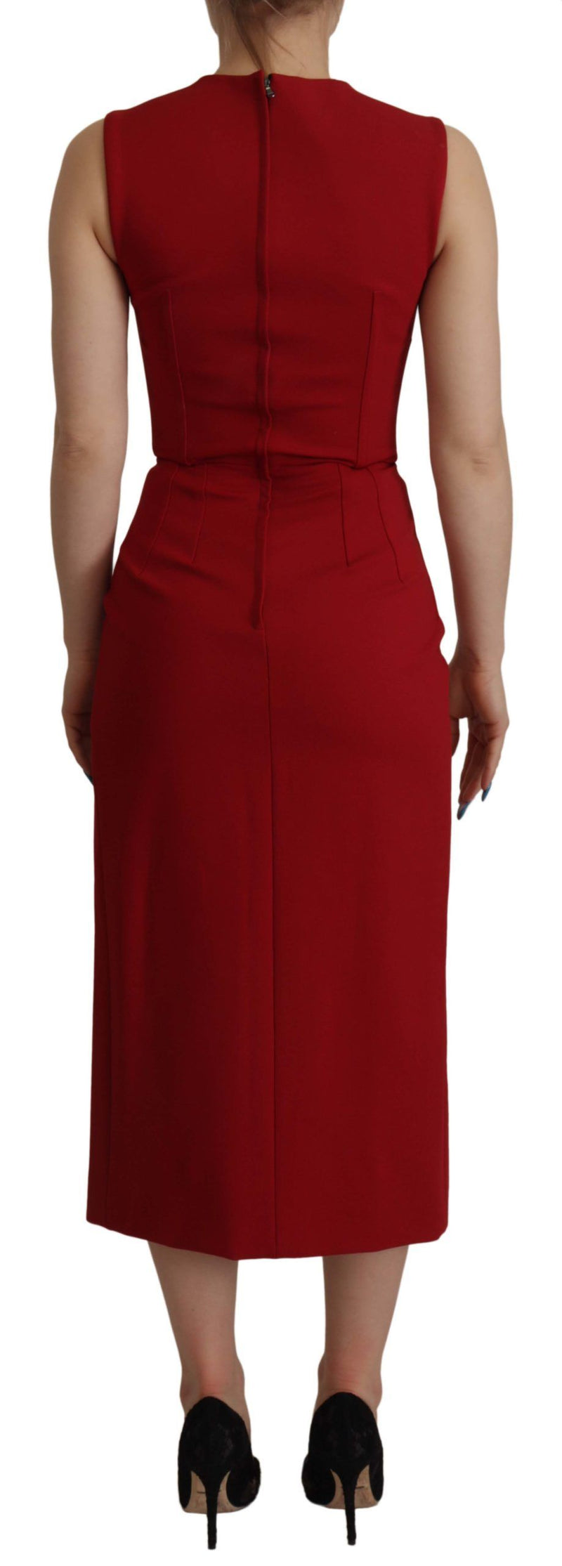 Elegant Red Bodycon Midi Dress Dolce & Gabbana
