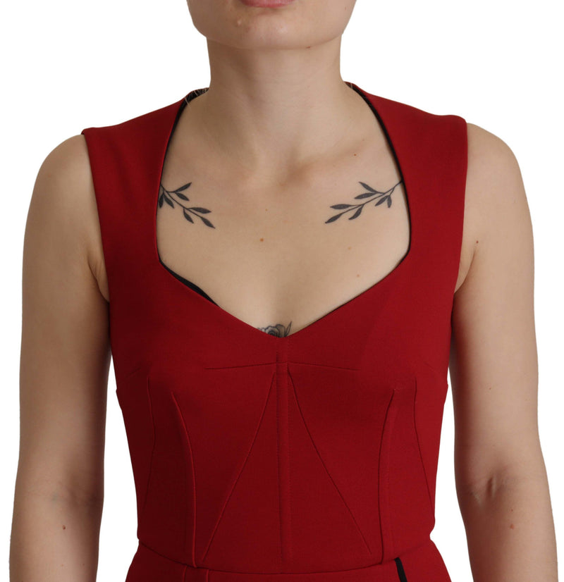 Elegant Red Bodycon Midi Dress Dolce & Gabbana