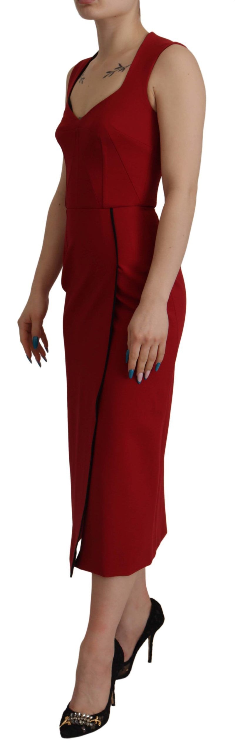 Elegant Red Bodycon Midi Dress Dolce & Gabbana
