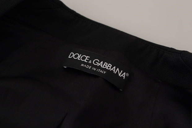 Sleek Black Snap Jacket with Silk Lining Dolce & Gabbana