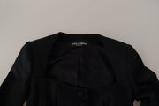 Sleek Black Snap Jacket with Silk Lining Dolce & Gabbana