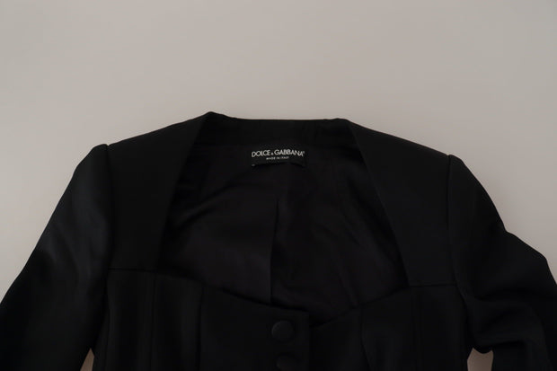 Sleek Black Snap Jacket with Silk Lining Dolce & Gabbana