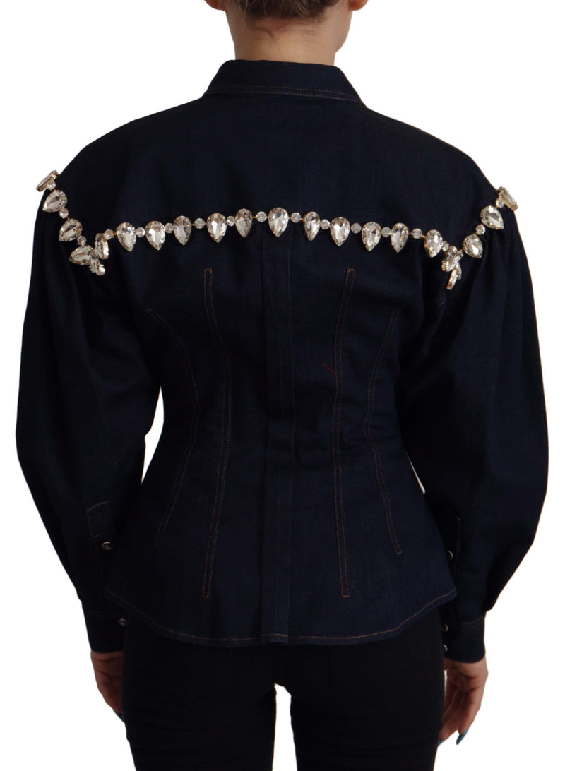 Elegant Crystal-Embellished Denim Jacket Dolce & Gabbana