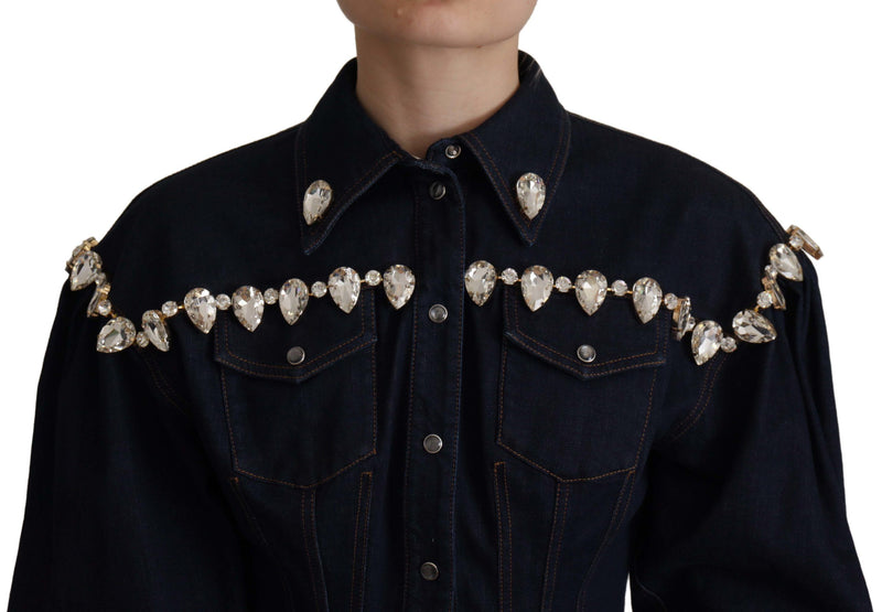 Elegant Crystal-Embellished Denim Jacket Dolce & Gabbana