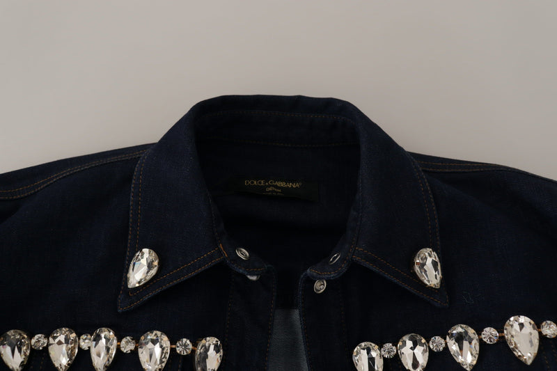 Elegant Crystal-Embellished Denim Jacket Dolce & Gabbana