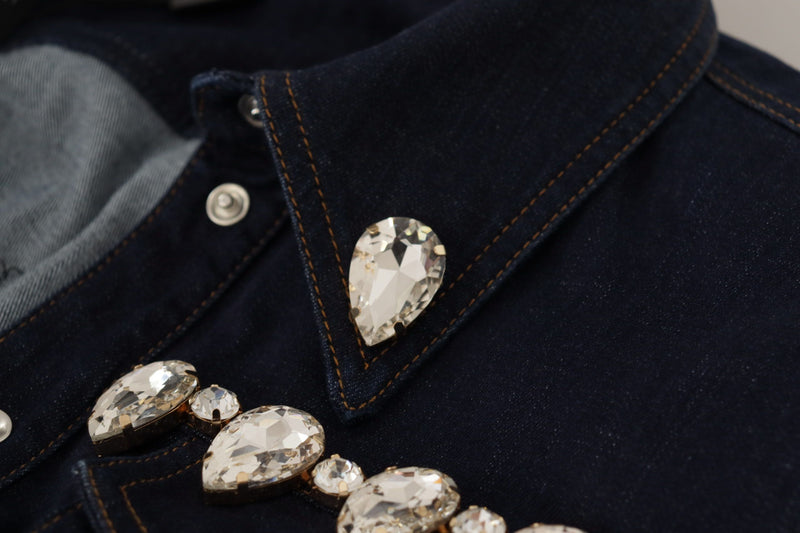 Elegant Crystal-Embellished Denim Jacket Dolce & Gabbana