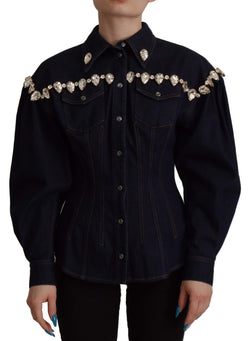 Elegant Crystal-Embellished Denim Jacket Dolce & Gabbana