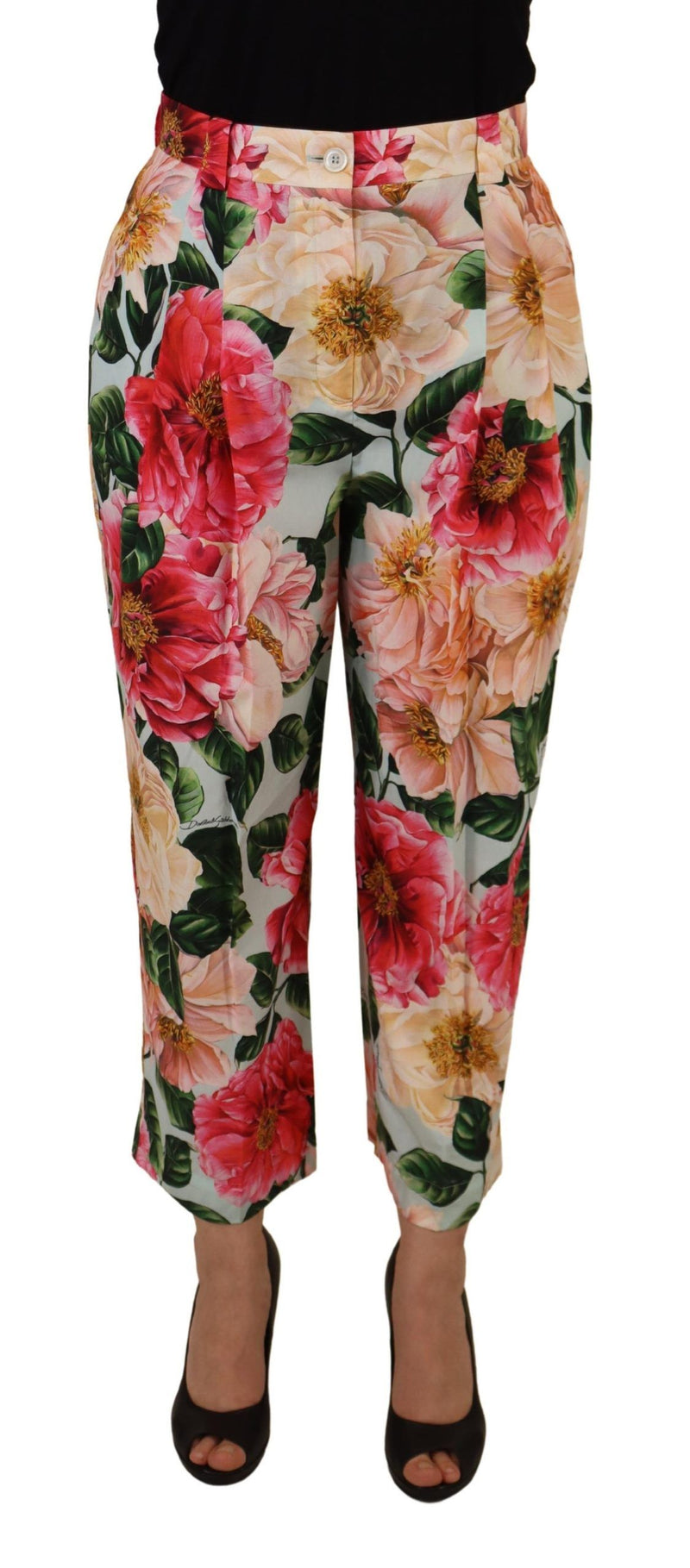 Exquisite Silk High Waist Pants Dolce & Gabbana