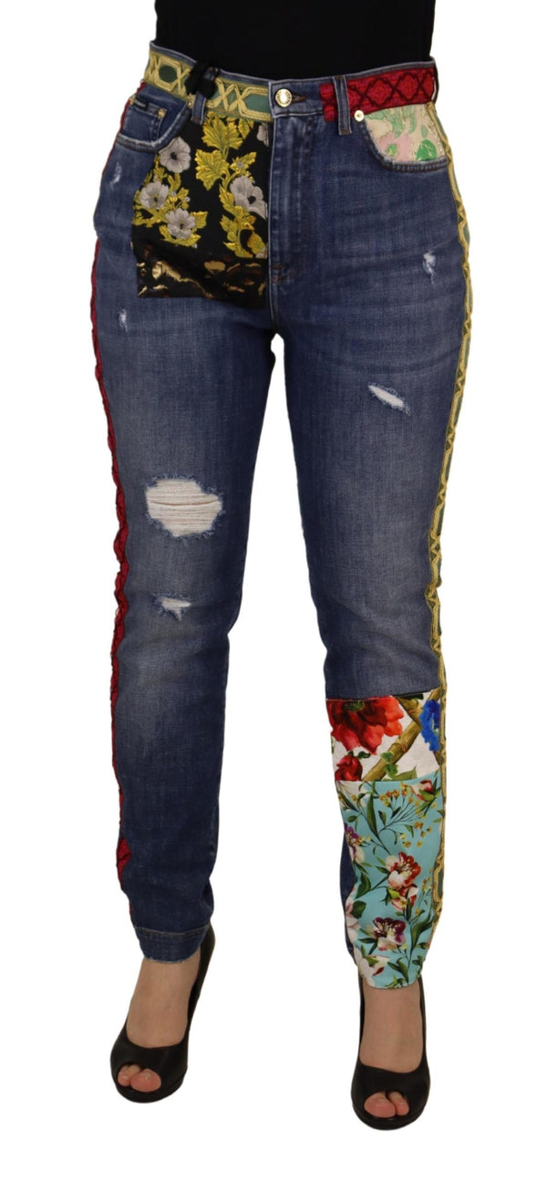 High Waist Patchwork Skinny Denim Dolce & Gabbana