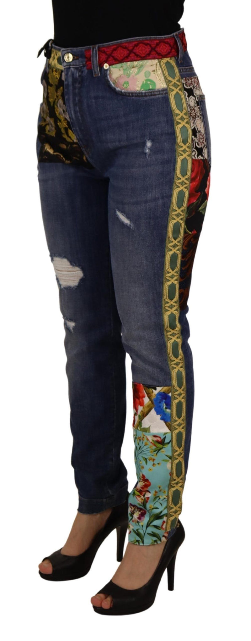 High Waist Patchwork Skinny Denim Dolce & Gabbana