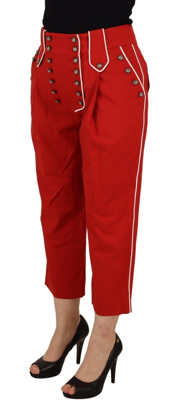 Elegant Red High-Waist Cropped Pants Dolce & Gabbana