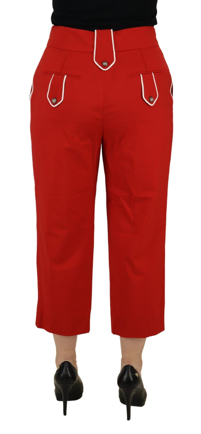 Elegant Red High-Waist Cropped Pants Dolce & Gabbana