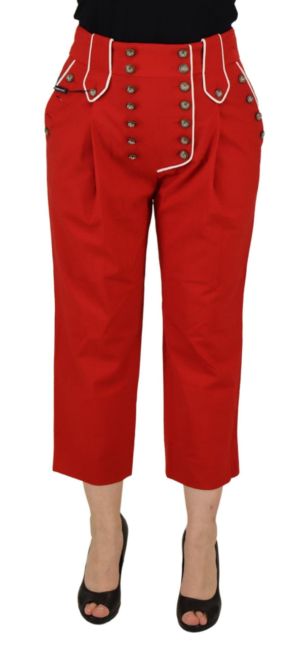 Elegant Red High-Waist Cropped Pants Dolce & Gabbana