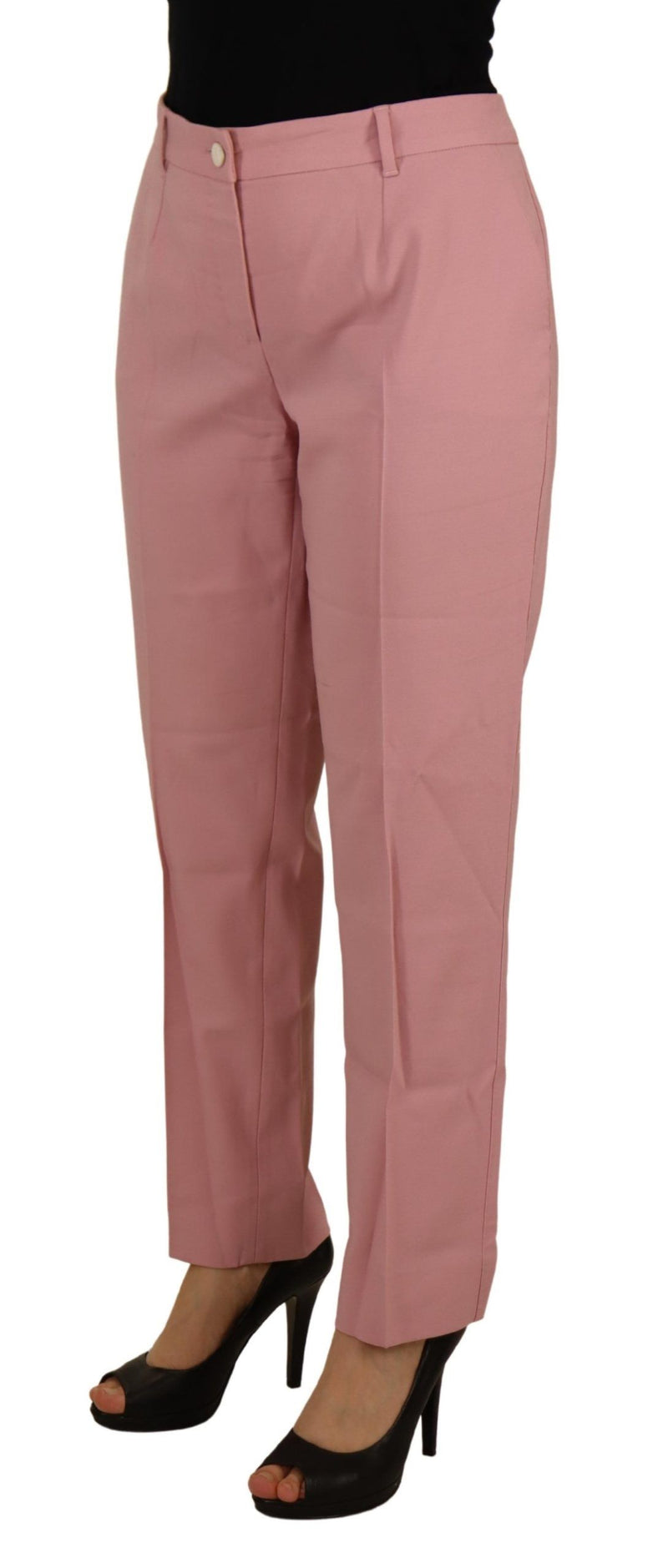 Chic MidWaist Virgin Wool Pink Pants Dolce & Gabbana