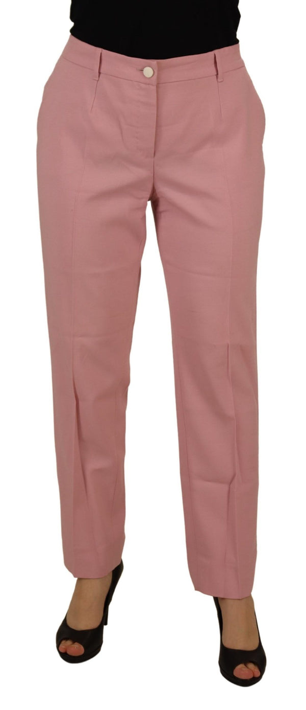 Chic MidWaist Virgin Wool Pink Pants Dolce & Gabbana