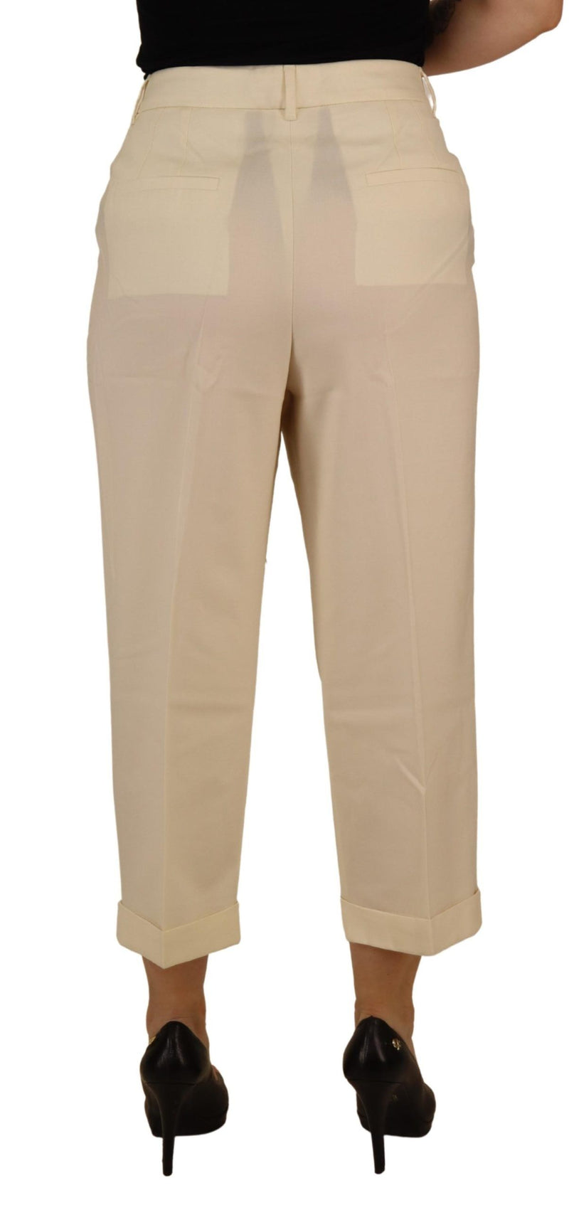 Elegant Ivory High-Waist Wool Pants Dolce & Gabbana