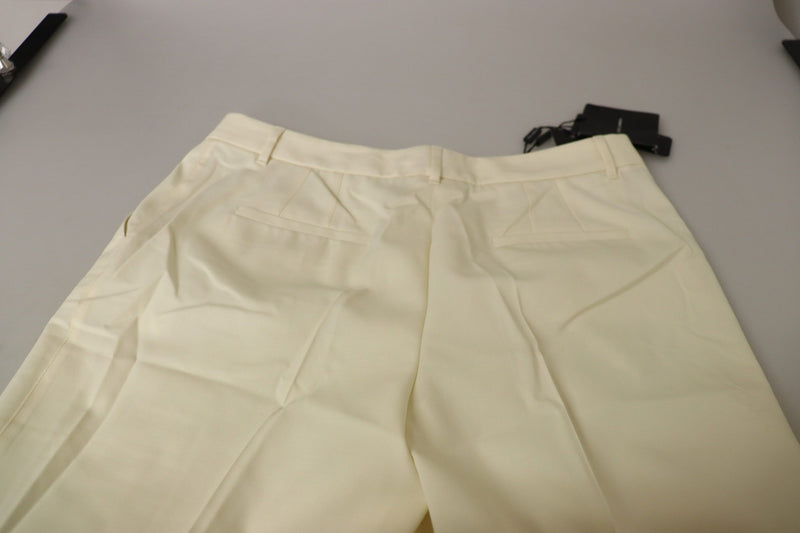 Elegant Ivory High-Waist Wool Pants Dolce & Gabbana