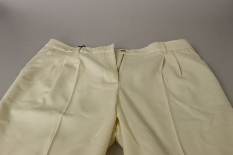 Elegant Ivory High-Waist Wool Pants Dolce & Gabbana