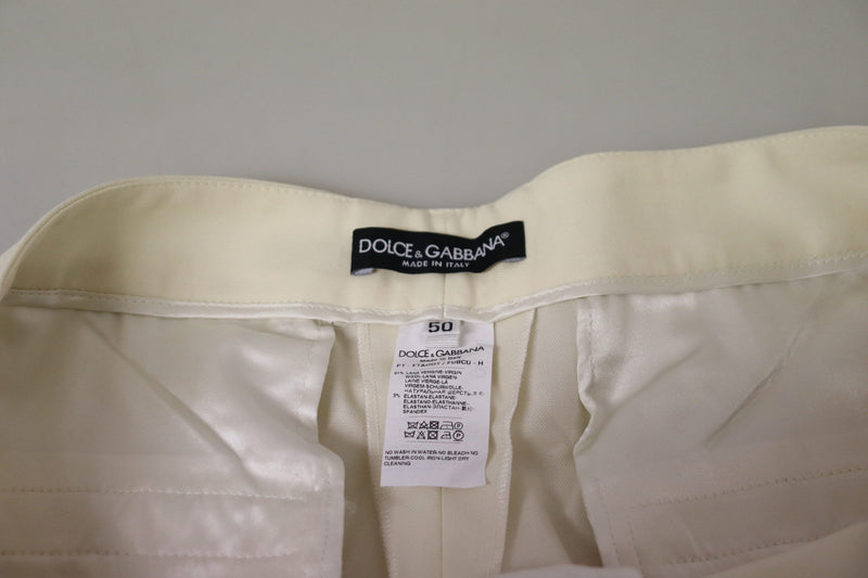 Elegant Ivory High-Waist Wool Pants Dolce & Gabbana