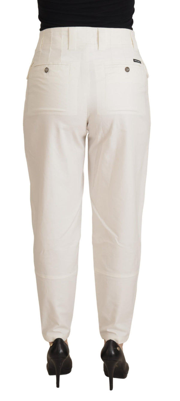 Elegant White High-Waist Tapered Trousers Dolce & Gabbana