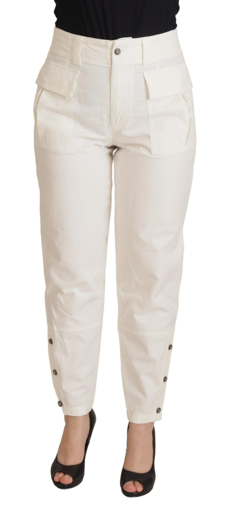 Elegant White High-Waist Tapered Trousers Dolce & Gabbana