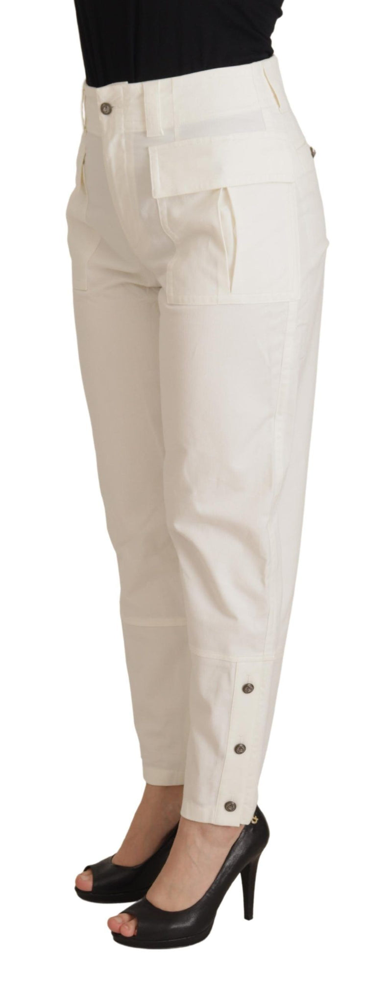 Elegant White High-Waist Tapered Trousers Dolce & Gabbana